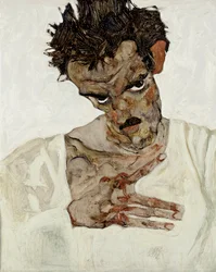 Zelfportret met gebogen hoofd