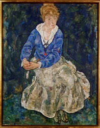 Portret van Edith Schiele, de vrouw van de kunstenaar, zittend