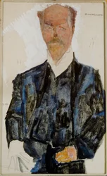 Bildnis Otto Wagner Aquarel en potlood met witte ... (aquarel en potlood)
