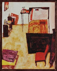 De kamer van de kunstenaar in Neulengbach ... (olieverf op hout)