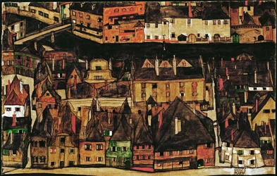 Die kleine Stadt (olieverf op doek)