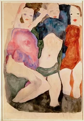 Drei Maedchen (aquarel en potlood)