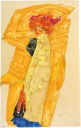 Gerti voor okerkleurige draperie, 1910