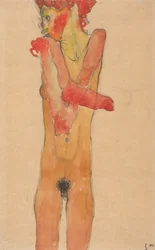 Naakt meisje met gevouwen armen, 1910