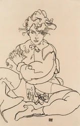 Zittend meisje met gespreide benen, 1918