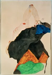 Meisje met opgetrokken elleboog (aquarel en potlood)