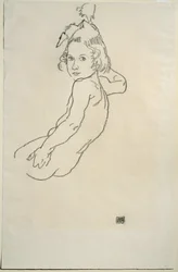 Kinderakt (zwart krijt op papier)