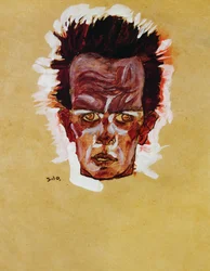 Kopf (gouache, aquarel en houtskool)