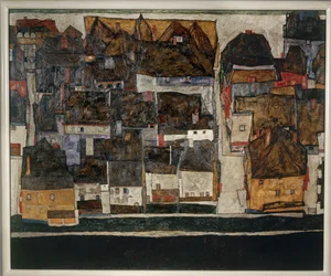 Krumlov en de Vltava - Krumlov aan de Vltava ... (olieverf op doek)