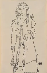 Naakt met bontafgezette jas, 1917