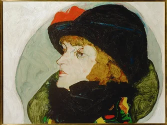 Portret van Ida Roessler (olieverf op hout)