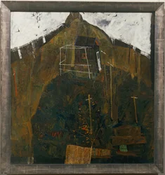 Rabenlandschaft, - Landschap met raven ... (olieverf op doek)