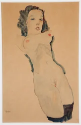 Liggend naakt met zwarte kousen, 1911