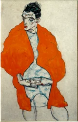 Zelfportret. Tekening van Egon Schiele