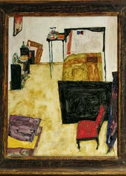 De kamer van de kunstenaar in Neulengbach, Oostenrijk (olieverf op hout)