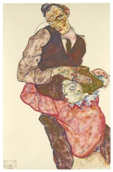 Twee geliefden Zelfportret met Wally, 1914-1915