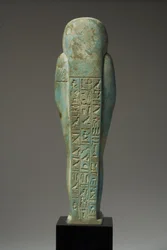 Achteraanzicht van een Ushabti-figuur voor Hor-Khebi, Late Dynastieke Periode, late 25e-vroege 26e Dynastie, c.700-600 v.Chr.