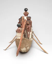 Model zeilboot uit het Graf van Khety (Beni Hasan) Middenrijk, ca. 2010 v.Chr. - 1950 v.Chr.