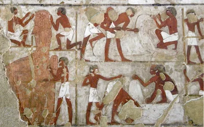 Egyptische oudheid: schilderij dat het graf van Rekhmire (TT100) versiert, vizier van de 18e dynastie