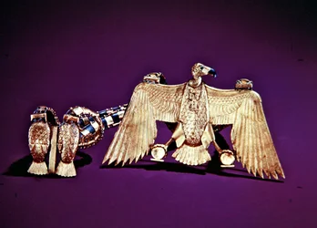 Halsketting met gierhanger, uit het graf van Toetanchamon, Nieuwe Koninkrijk