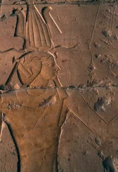 Geschilderd reliëf, Dodentempel van Hatshepsut, Deir el-Bahri, Thebaanse necropolis