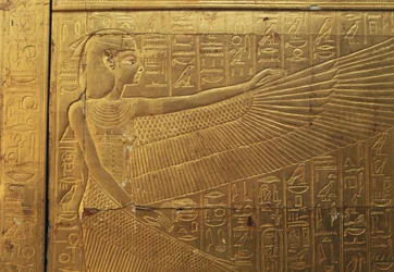 Reliëf op achterpaneel van tweede grafkapel, Schatkamer van Toetanchamon, Egypte, Egyptische beschaving, Nieuwe Rijk, 18e Dynastie