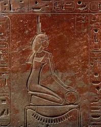 Sarcophagus van Koningin Hatsjepsoet uit de Vallei der Koningen, Egypte, detail, Nieuwe Koninkrijk, Dynastie XVIII