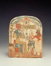 Stelae die de overledene voor Horus afbeelden, uit Luxor, Nieuwe Koninkrijk