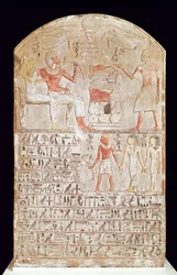 Stele die een grafmaal toont, Nieuwe Rijk (geschilderd kalksteen)