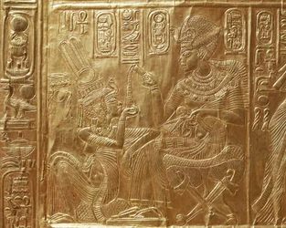 Toetanchamon en zijn vrouw, (detail)