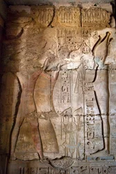 Oude Egyptische kunst: Laag reliëf van de portiek van de tempel van Sethi I