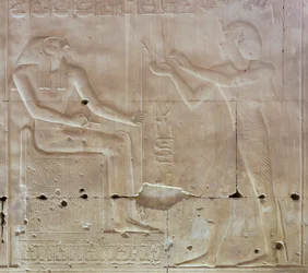 Bas-reliëf, tempel van Seti I, Abydos, Egypte