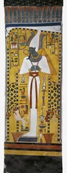 Egypte, Thebe, Luxor, Vallei der Koninginnen, Graf van Nefertari, muurschildering van Osiris in grafkamer uit de 19e dynastie