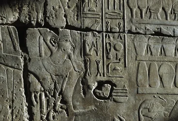 Reliëf, Tempel van Amon, Luxor, oud Thebe (UNESCO Werelderfgoedlijst)