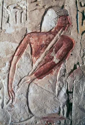 Reliëf met fluitspeler, graf van Leteya, Saqqara, Egypte, Egyptische beschaving, Nieuwe Koninkrijk, Dynastie XIX