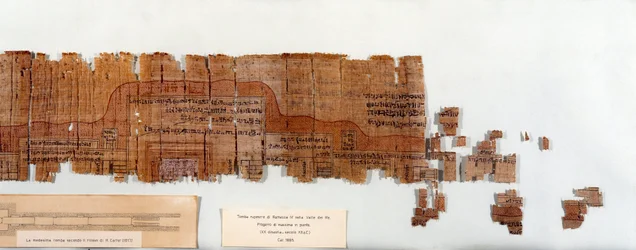 Egyptische antiquiteiten: papyrus die het plan van het graf van farao Ramses IV (1154-1143 v.Chr.) voorstelt, 20e dynastie