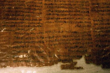 De papyrus van de stakingen: administratief document waarin de stakingen tijdens het bewind van Ramses III (1186-1070 v.Chr.) in Deir el Medina zijn geregistreerd. De stadsarbeiders onderbraken hun werk toen ze hun voedselrantsoenen niet ontvingen. Egyptis