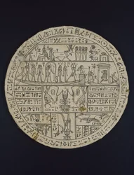 Amuletische schijf (hypocephalus) gemaakt voor Tasheritenkhonsu, ca. 664-525 v.Chr.