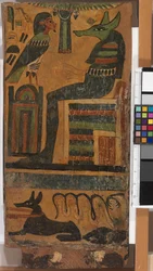Anubis en de ziel van de overledene, van een sarcofaag
