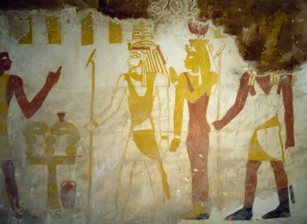 Muurschilderingen uit Tombe van Pa Nentwy, Bahariya Oase, Gizeh, Egypte