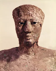 Standbeeld van Pepi I (2289-2255 v.Chr.), detail van het hoofd, gevonden te Hierakonpolis, ca. 2281-2241 v.Chr.