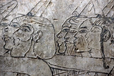 Oud Egypte, Muur schildering, Aziatische gevangenen, Amarna stijl, Graf van Ramose, Vallei der Edelen, Thebe