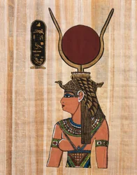 Cleopatra VII, reconstructie van een reliëf uit de tempel van Kom Ombo