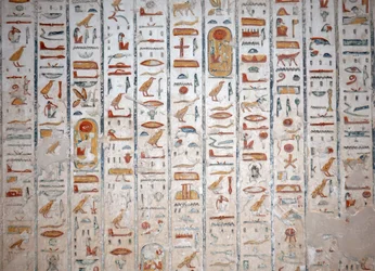 Muurschildering Hiëroglief, Vallei der Koningen, Luxor