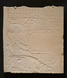 Reliëf van het graf van Khnumti, ca. 2345-2184 v.Chr. (witte kalksteen)