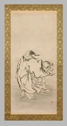 Twee Sennin, laat 16de-begin 17de eeuw (aquarel en inkt op papier gemonteerd op
zijde, ivoor)