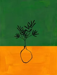 Abstracte groene en oranje plant