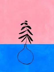 Minimalistische roze-blauwe plant