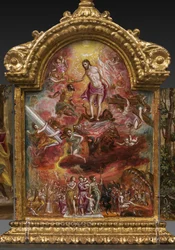 Draagbaar altaar: centraal paneel met een allegorie van de christelijke ridder (detail)
