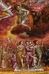 Draagbaar altaar: centraal paneel met een allegorie van de Christelijke Ridder (detail)